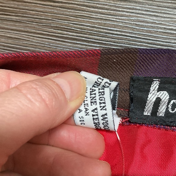 Vintage Wool Tartan Scottish Plaid Pleated Red and Purple Midi Skirt Sz S - Picture 13 of 14